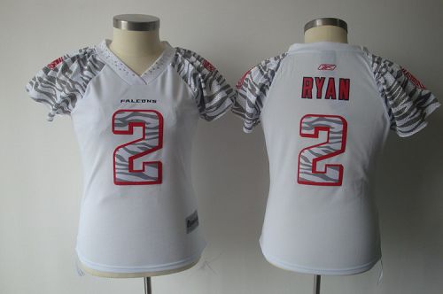 Falcons #2 Matt Ryan White Women's Zebra Field Flirt Stitched NFL Jersey